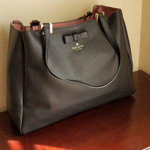 Kate Spade Large pebbled leather bow tote black